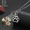 Necklaces EthShine Personalized Dog Paw Photo Projection Necklace 925 Sterling Silver I Love You 100 Languages Memory Necklace Pendant