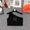 Kadın Tankları Camis Designer 24SS Küçük Koku Tarzı Kutu Mektubu Sıcak Elmas Örme Tank Top Yaz Bir Omuz Tasarım Kısa Sütyen Kayışı QGCW