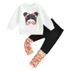 Ensembles de vêtements Kid Toddler Girls Fall Tenues de chute à manches longues Sweat-shirt Top Patchwork Pantalon Legging 2pcs