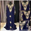 Roupas étnicas azul marinho marroquino Dubai Kaftans Farasha Abaya Vestido Longo muito chique