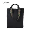 Shopping Bags Blank 14oz Canvas Tote Bag With Interior Pocket And Camouflage Handle For School Travel Reusable Grocery Cloth