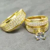 Band Huitan 2023 Trender Bröllopsparringar för kvinnor/män Luxury Gold Color Marriage Engagement Lover Rings Moderna modesmycken