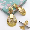 Colliers pendants Design de luxe en or couleurs bijoux ensemble pour les femmes de qualité du Dubaï Collier Boucles d'oreilles Bracelet et d'anneau Gift de fête de mariage 240419