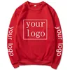 Herrtröjor Anpassade logotyptryckning Crewneck Sweatshirts Män kvinnor din som po diy varumärke hajuku mode casual tröjor grossist