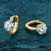 Örhängen Anziw D1.0ct Moissanite örhängen Solitaire Hoops for Women 925 Silver Gold Huggie Earring Wedding Engagement Jewel Girl Gift Gift