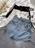 Donne Denim Shorts Pulsanti in vita alta Cinelati pantaloni corti solidi Summer Female Casual S-3XL 240418