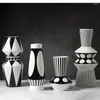 Vases Ceramic Vase Scandinavian Geometric Black And White Striped Bottle Modern Home Decoration Living Room Table Countertop