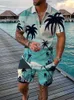 Hawaii Sea Beach 3D -print Polo shirts shorts sets sets heren mode oversized shirt shirt shirt broek set pakken tracksuits voor korte mouwen tracksuits kleding 240416