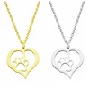 Femmes Collier en acier inoxydable Paw Love Heart Design Hollow Choker Pendant Colliers Silver Gold Color Fashion Engagement Jewe209r