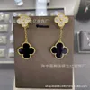 Designer -Marke Fashion Van Four Leaf Gras Ohrringe Klassische Doppelmutterschale Hochwertige vielseitige einfache Live -Broadcast -Schmuck Schmuck