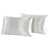 Queen Silk Satin Pillow 2Pcs Case Bedding Pillowcase Smooth Home White Black Grey Khaki Sky Blue Pink Sliver 240410