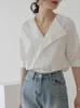Chemises décontractées pour femmes Loose Western Style Murffon Office Lady Tempérament Chic Point White Shirt Corée Fashion Femme 2024