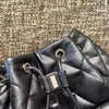 Marque de luxe Vintage Black Classic Trawted 23b DrawString Backet Backpack sacs Multi Pochette Diamond Ente