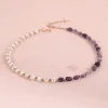 Necklaces Women Freshwater Pearls Natural Stone Beaded Choker Chain Amethyst Citrine Crystal Tiger Eye Necklace Casual Jewelry