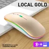Şarj edilebilir kablosuz Bluetooth fareleri 2.4g alıcı 7 renk LED arka ışık sessiz fareler USB USB Optik Oyun Fare Bilgisayar Masaüstü Dizüstü PC Oyunu