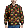 Jackets masculinos desenho animado batatas fritas Padrão Imprimir jaqueta de bombardeiro 3D Molho de mangas compridas Coat de zíper de rua de tamanho grande