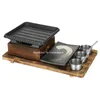 Korean style barbecue stove set Dining room single and double tableware Cast iron barbecue plate Square alcohol oven baking tray 240410