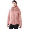 Women's Leather Women Winter Casual Down Jacket Fashion Warm Real Fur Collar Loose Sheepskin Coat Split