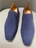 Lässige Schuhe schoooegle luxury modische formale Männer handgefertigt blau hochwertige Drucktücher Flats Männliche Partykleid Oxford Man