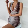 Casual Dresses European And American-Style Sexy Slim Hip Dress Short Backless Bodycon Mini