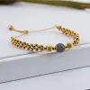 Brins Bracelet de chaîne de pierre de lune naturelle Rhysong Vintage pour femmes anciens tissus tissés en perles charmes bijoux de mode en acier inoxydable