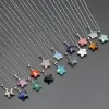 Natural Stone star Pendant Necklace for Women 7 Chakra Quartz Healing Crystal Necklaces for Women Men