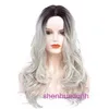 Designer Human Wigs Capelli per donne parrucca parrucca gradiente grande ondata lungo copricapo