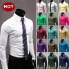 Camisas 2019 para hombres delgados ajustes de escote Único vestido elegante camisas casuales