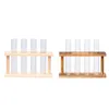 Vases Modern Wood Stand Rack Tabletop Glass Vase Test Tube Planter Flower Pots