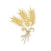 Brooches Luxury Brooch For Women Gold Color Wheat Zircon Inlaid Pin Clothing Catwalk Accessories Jewelry Wedding Bridesmaid Gift