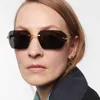 Y2K Futuristic Rimless Vintage Shades Fashion Designer Sun Glasses Men 2024 Metal Frameless Square Solglasögon för kvinnor