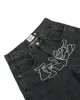 Herr shorts k kläder denim broidgym y2k mens kvinnor 2024 sommar harajuku casual punk hiphop streetwear byxor gotiska män