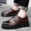 Casual Buty Black Business Lace Up Men Oxford Comfort Platform Wysokość Wysoki Modka Modna Gęsta Środka skóra