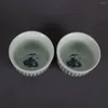 Dekoracyjne figurki jingdezhen niebiesko -białe prajnaparamita serce sutra wzór usta kubek porcelanowy