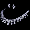 Colliers Emmaya Zircons High Quality White Gold Color Cumbic Zirconia Bridal Wedding Collier and Earge Brings Sets Party Gift