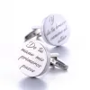 Links gemelos personalizados boda name abranjos de casamento prateado redondo letras personalizadas botões de festa presentes para jóias do noivo favores