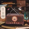 Högtalare Ny boombox trätrådlös Bluetooth -högtalare Retro FM Radio Altavoz Portatil Mini Sound Box Parlantes Portatil Aux Music Player