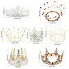 Party Supplies Metal Crown Cake Topper Princess Artificial Pearls Headboard Wedding Dessert Decor Flags Baby Shower Birthday Toppers