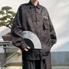 Chemises décontractées pour hommes Spring Automne Style chinois Broidé à manches longues à manches longues