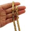 Necklaces 7mm High quality Flat Byzantine Link Necklace For Mens Boys Gold Color Stainless Steel Heavy Luxury Jewelry