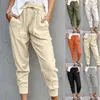 Pantaloni da donna Capris Cross Border Summer Nuovo colore solido Simple in pizzo Casual Womens High Waist Ultra Slim Fit Pants Y240422