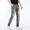 Elastic Jeans, Men's Trend Slim Fit, Spring and Autumn Motorcycle Riding Pants, Trendy Brand Workwear Pants, Men's