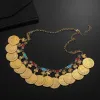 Clothing Metal Coin Big Allah Muslim Necklaces for Women Arab Coins Luxury Wedding Gifts Islam Middle East African Jewelry New