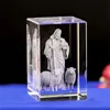 Mini K9 Crystal 3D лазерная скульптура куб христиан Иисус перекрестный статуэток Дева Мария Религиозные убеждения Офисная стола для дома декор 240418