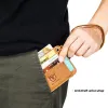 Titulares Bullcaptain Genuine Leather Business Credit Hetter Titular Mini RFID Proteção de Cartão Unissex Id Holders Cards Wallet com pulso