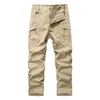 Men's Pants Mens Military Cargo Pants Summer 2024 Work Wear Loose Solid Color Casual Joggers Straight Multi-Pocket Overalls Sport Trousers Y240422