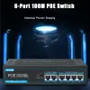 Contrôler Ethernet Switch 100Mbps 4ports Poe Fast Switch Ethernet High Performance Smart Switcher RJ45 Hub Internet Injecteur pour la caméra IP