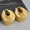 Gestüt Ohrringe Dubai Hollow Out Chunky Big Drop 18k Gold plattierte Kupferohrschnallen für afrikanische Hochzeits Engagement Party Geschenke