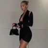 Abiti casual sexy Mini BodyCon Dress Women Fring Out Slim Slim Sleeve Long Streetwear Halter Neck Pieglia 2024