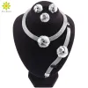 Kettingen Exquise Dubai Silver Plated Necklace Oorbellen Set Bruiloftaccessoires Sieraden Set African Women kostuum sieraden set